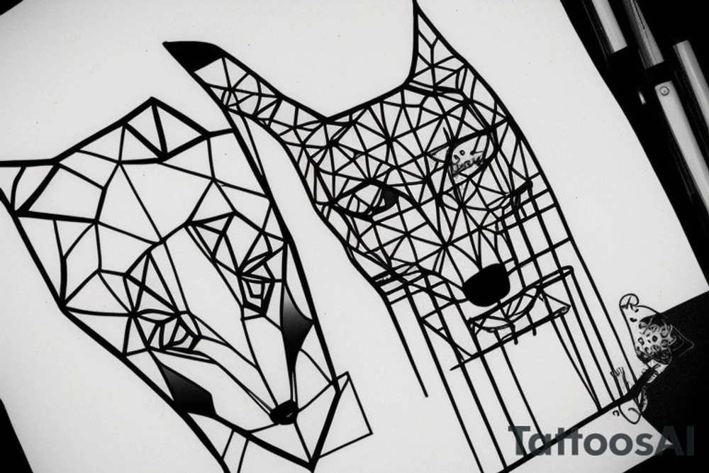 cute fox sits in cage and looking through it tattoo idea