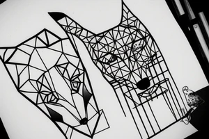 cute fox sits in cage and looking through it tattoo idea