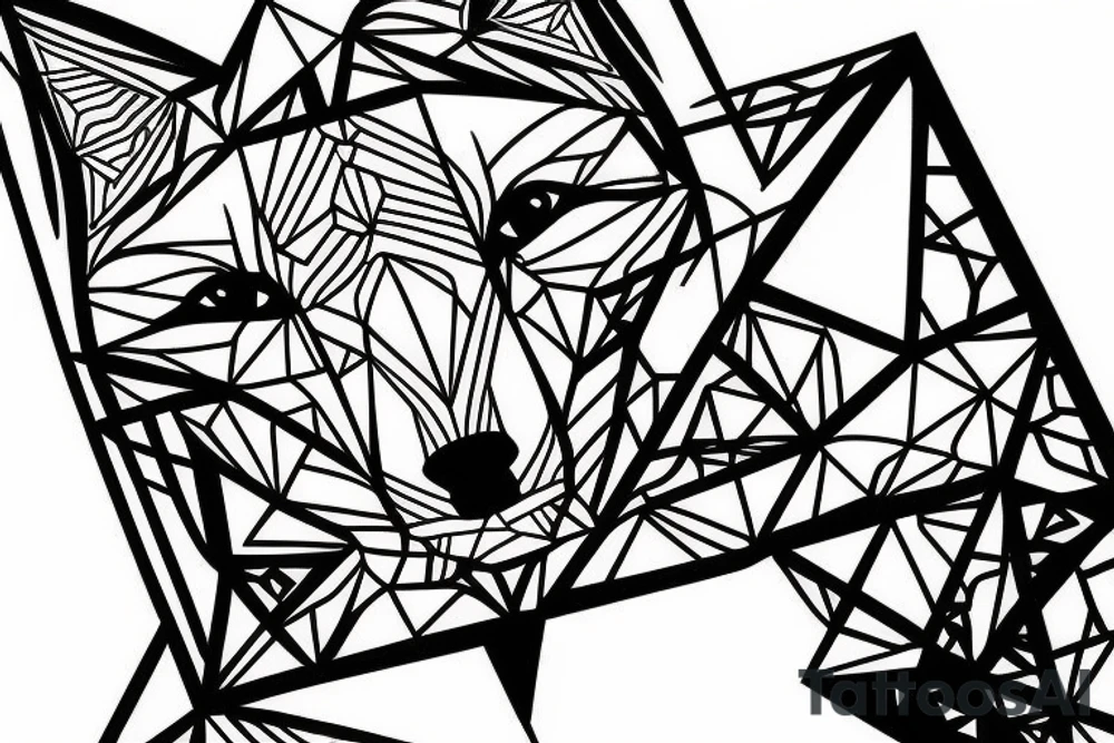 cute fox sits in cage and looking through it tattoo idea