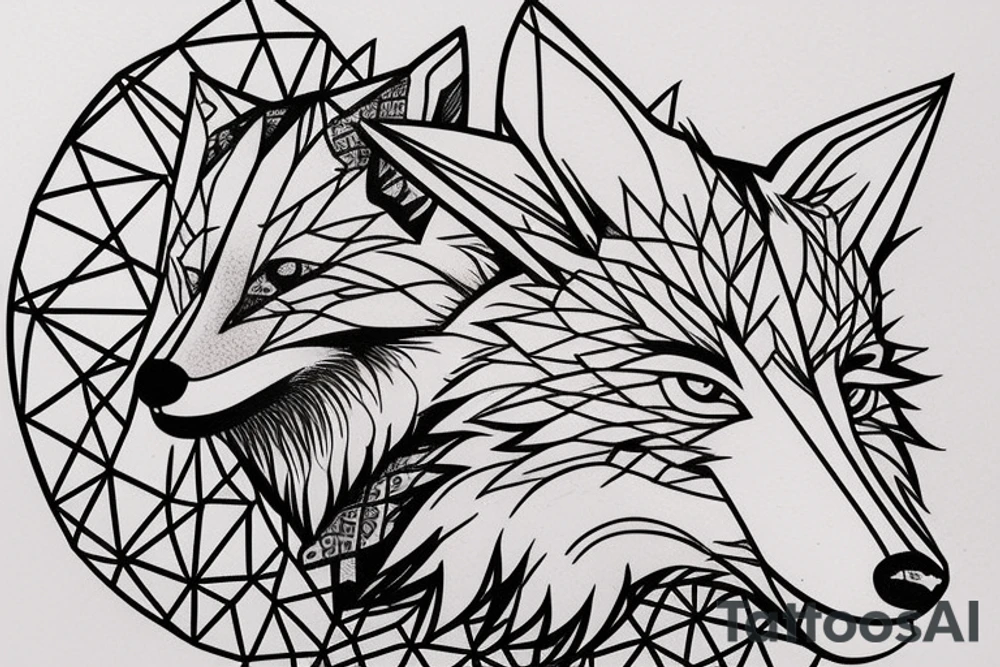 cute fox sits in cage and looking through it tattoo idea