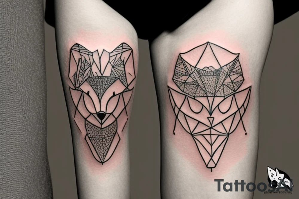 small fox sits in cage and looking through it tattoo idea