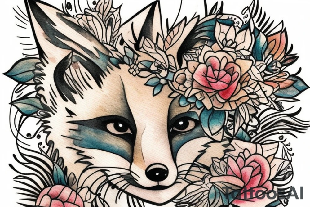 small fox sits in cage and looking through it tattoo idea