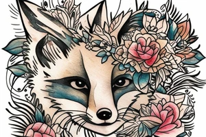 small fox sits in cage and looking through it tattoo idea