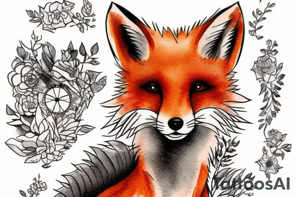 small fox sits in cage and looking through it tattoo idea