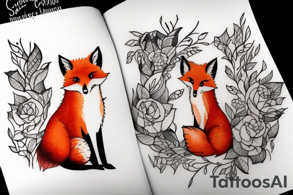 small fox sits in cage and looking through it tattoo idea
