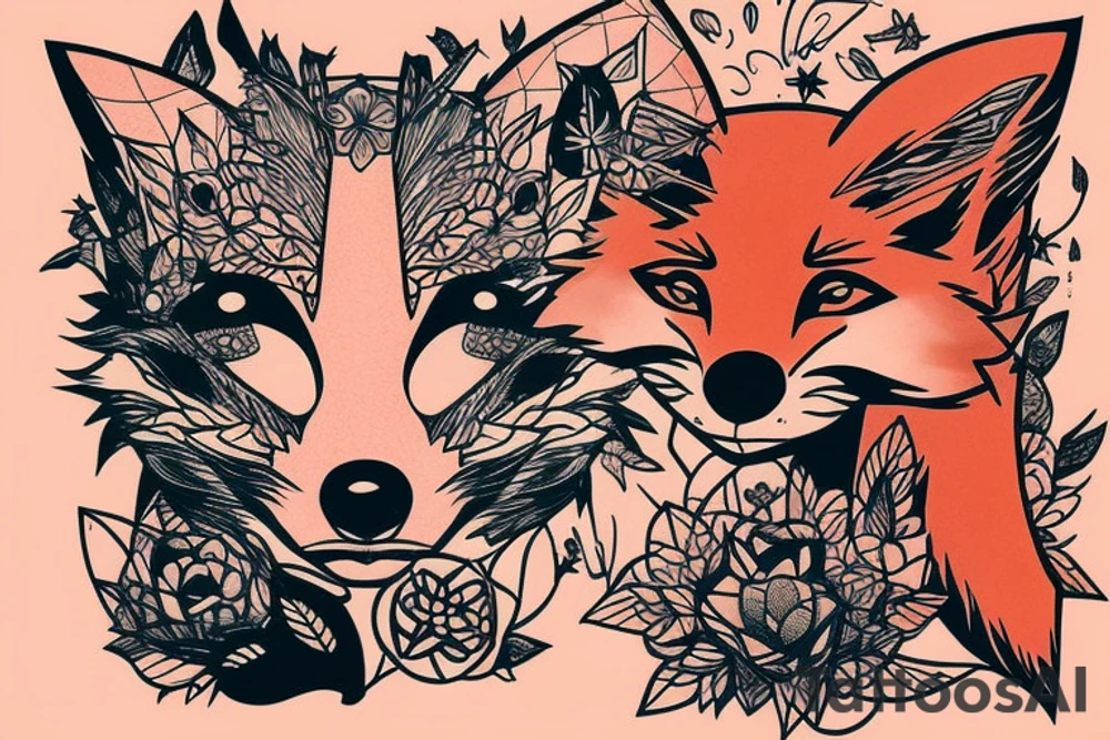 small fox sits in cage and looking through it tattoo idea