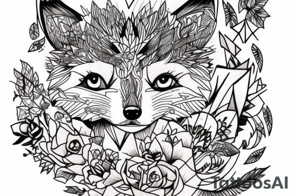 small fox sits in cage and looking through it tattoo idea