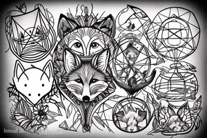 small fox sits in cage and looking through it tattoo idea