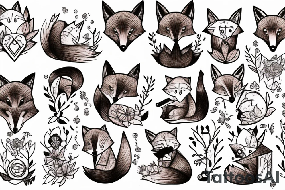 small fox sits in wooden cage and looking through it tattoo idea
