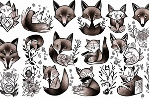 small fox sits in wooden cage and looking through it tattoo idea