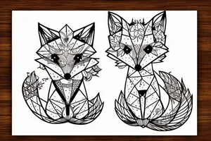 small fox sits in wooden cage and looking through it tattoo idea