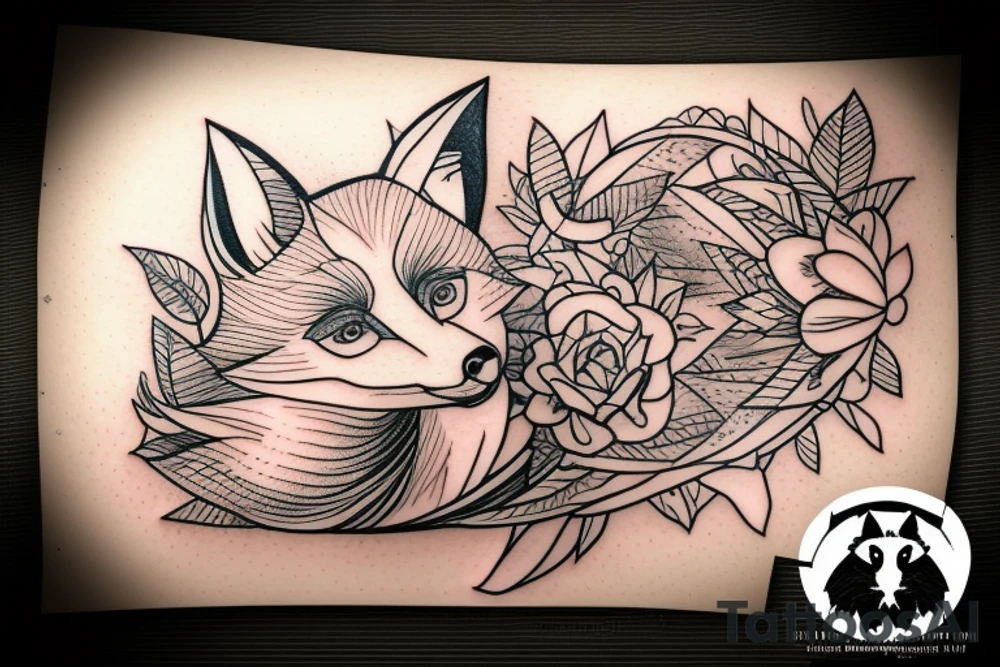 small fox sits in wooden cage and looking through it tattoo idea