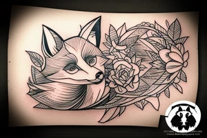 small fox sits in wooden cage and looking through it tattoo idea