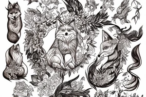 small fox sits in wooden cage and looking through it tattoo idea