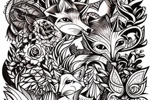 small fox sits in wooden cage and looking through it tattoo idea
