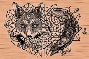 small fox sits in wooden cage tattoo idea