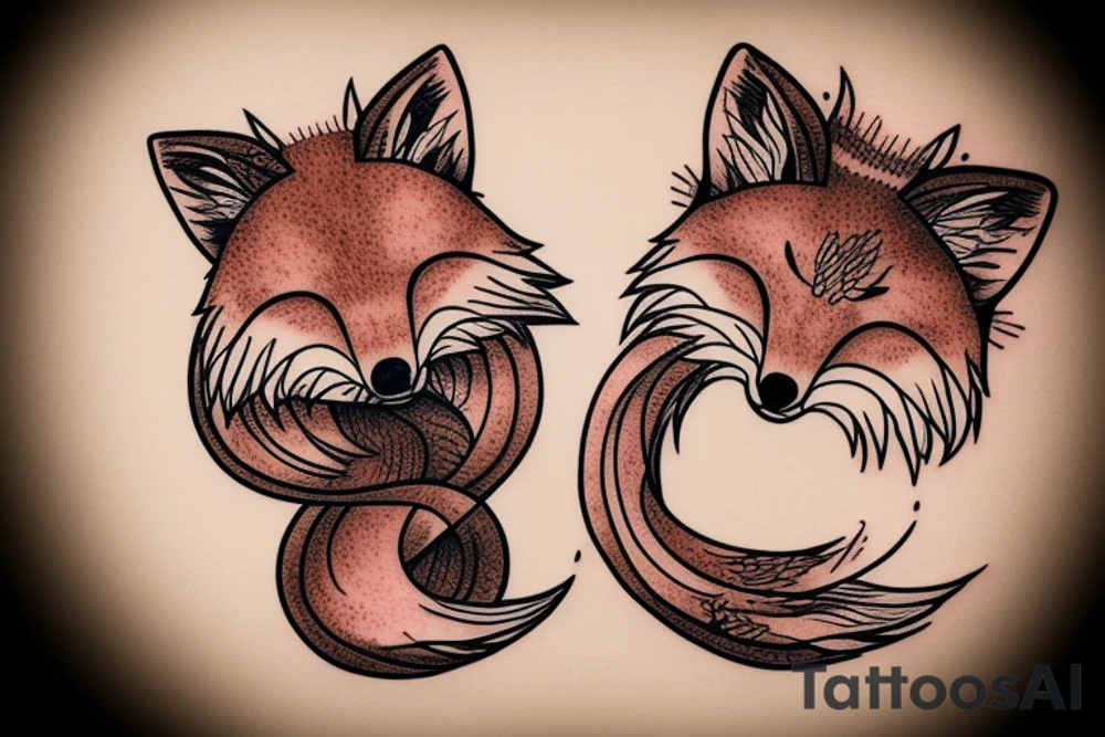 small fox sits in wooden cage tattoo idea