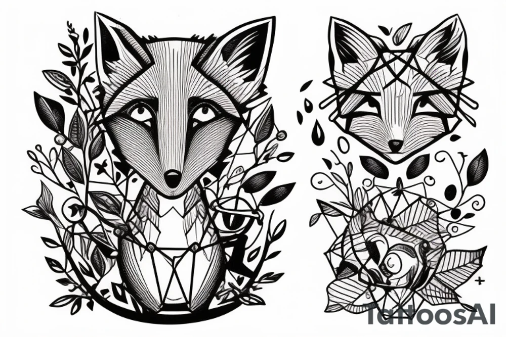 small fox sits in wooden cage tattoo idea
