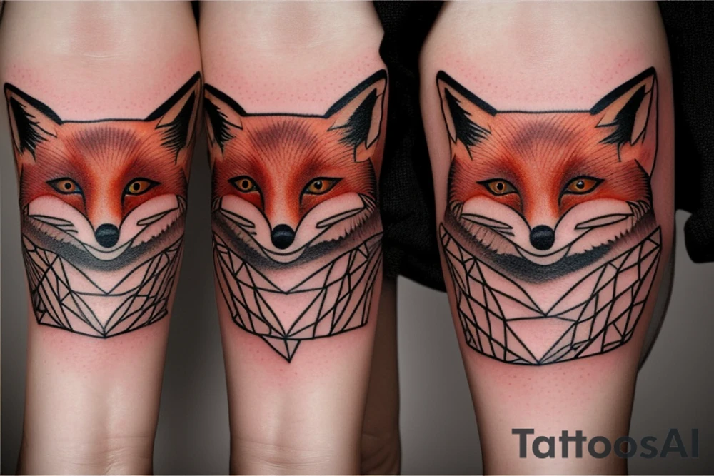 small fox sits in wooden cage tattoo idea