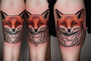 small fox sits in wooden cage tattoo idea