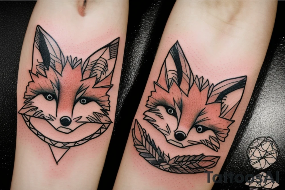 small fox sits in wooden cage tattoo idea