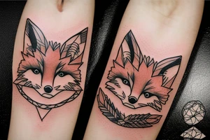 small fox sits in wooden cage tattoo idea