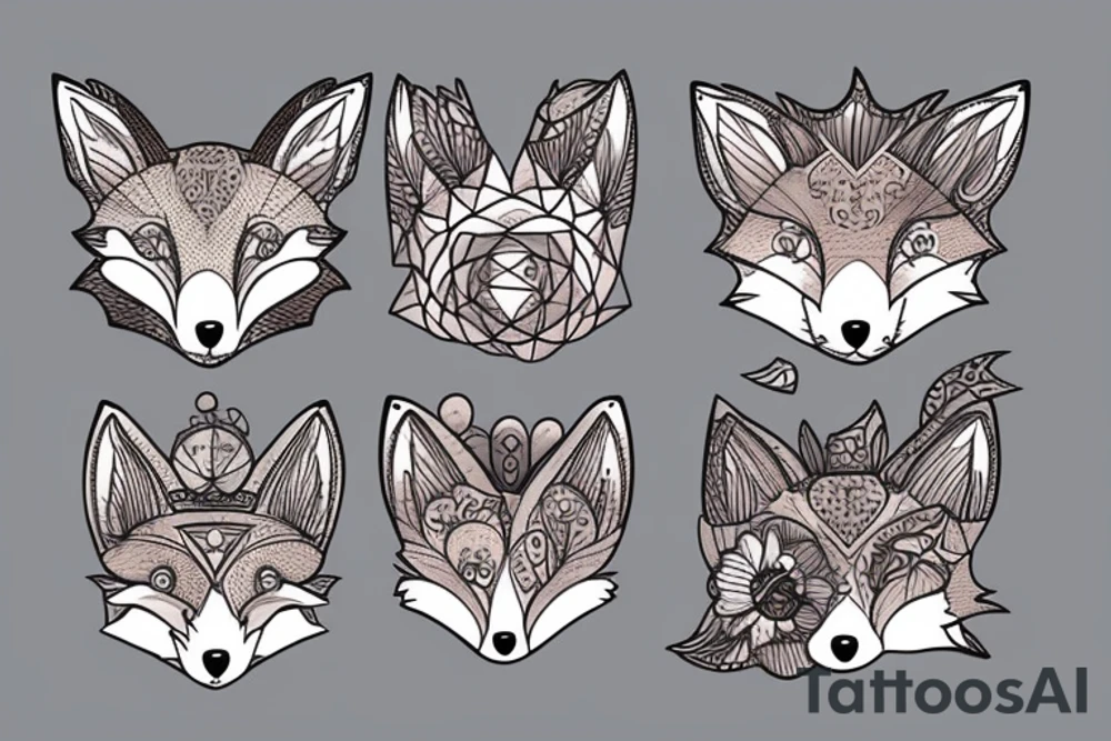 small fox sits in wooden cage tattoo idea