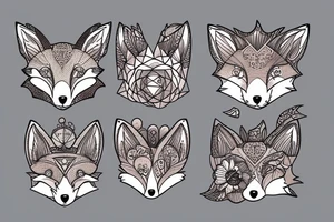 small fox sits in wooden cage tattoo idea