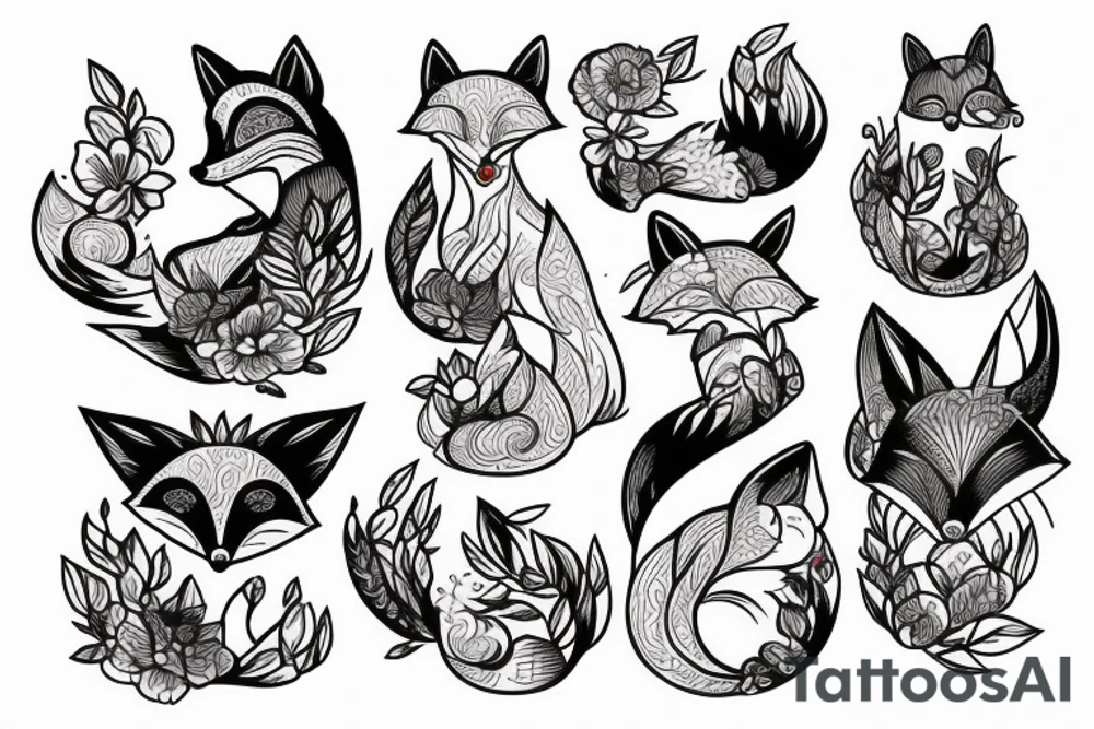 small fox sits in wooden cage tattoo idea