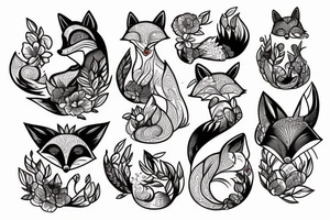 small fox sits in wooden cage tattoo idea