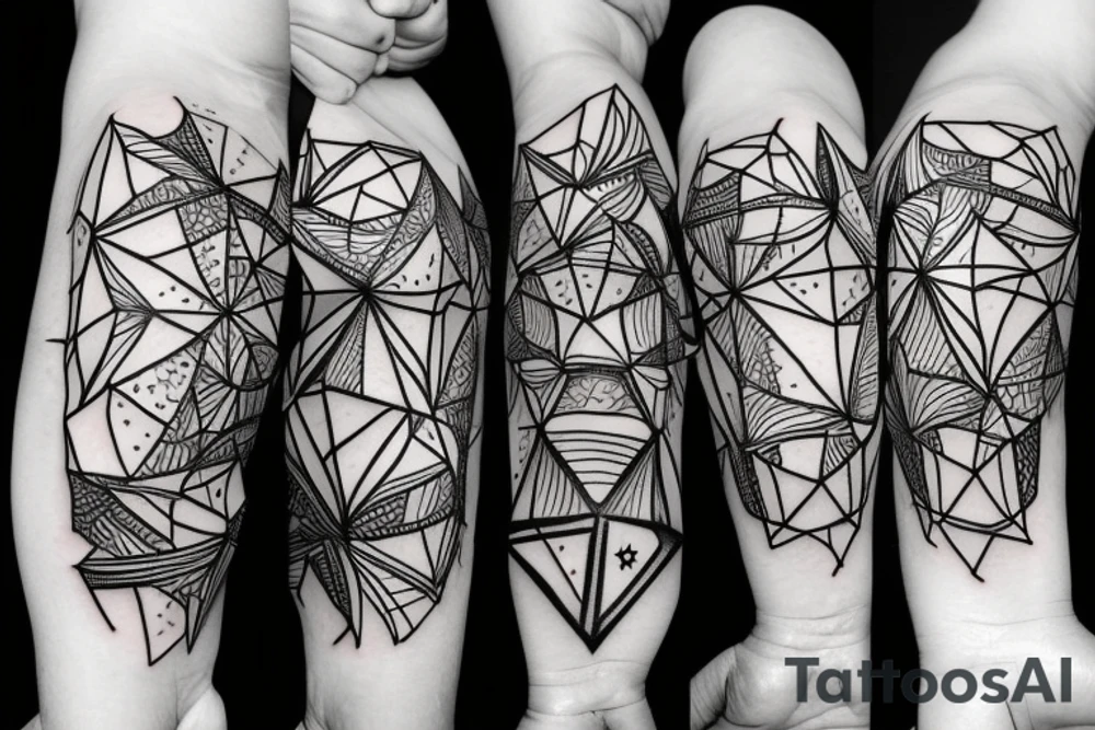 A small fox sits in a cage, poking its head through the bars, and looks into the distance tattoo idea