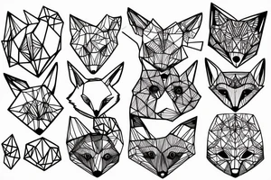 A small fox sits in a cage, poking its head through the bars, and looks into the distance tattoo idea