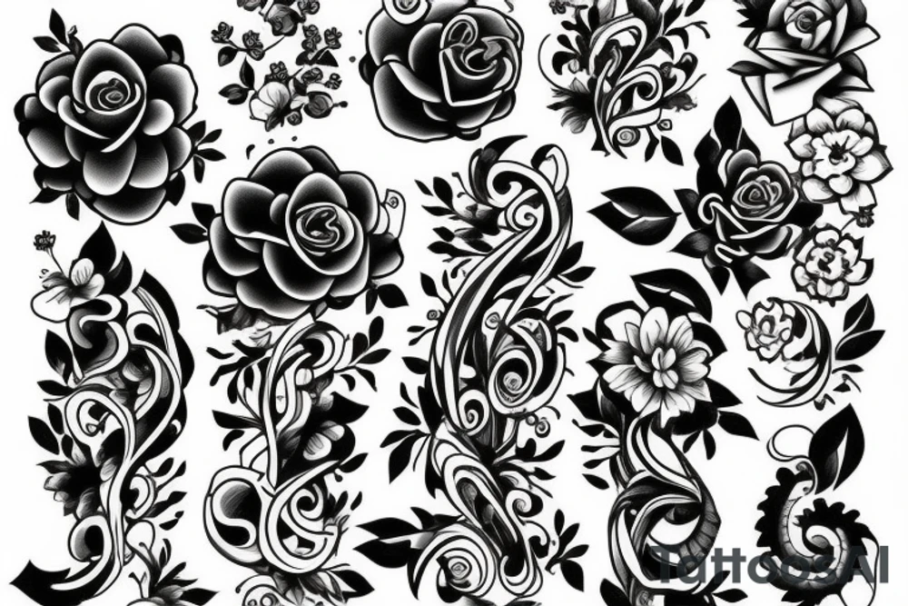 number 3 with flowers tattoo idea