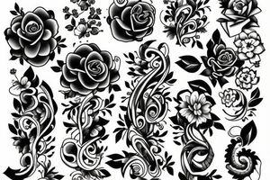 number 3 with flowers tattoo idea