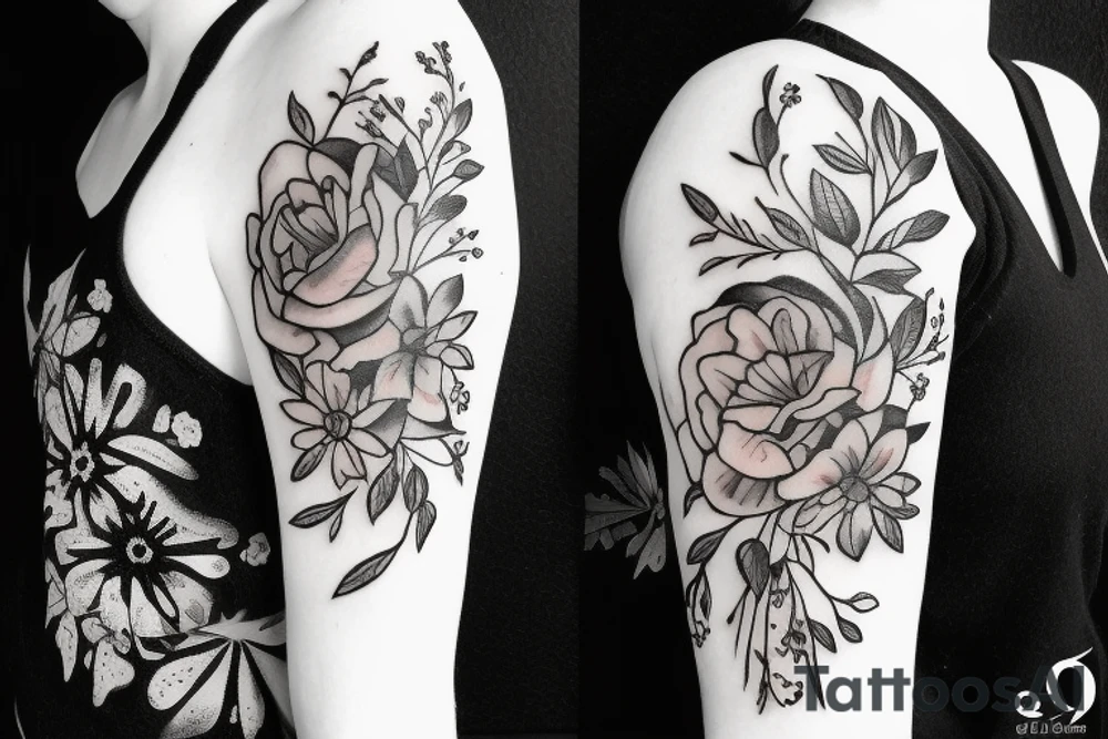 number 3 with flower tattoo idea