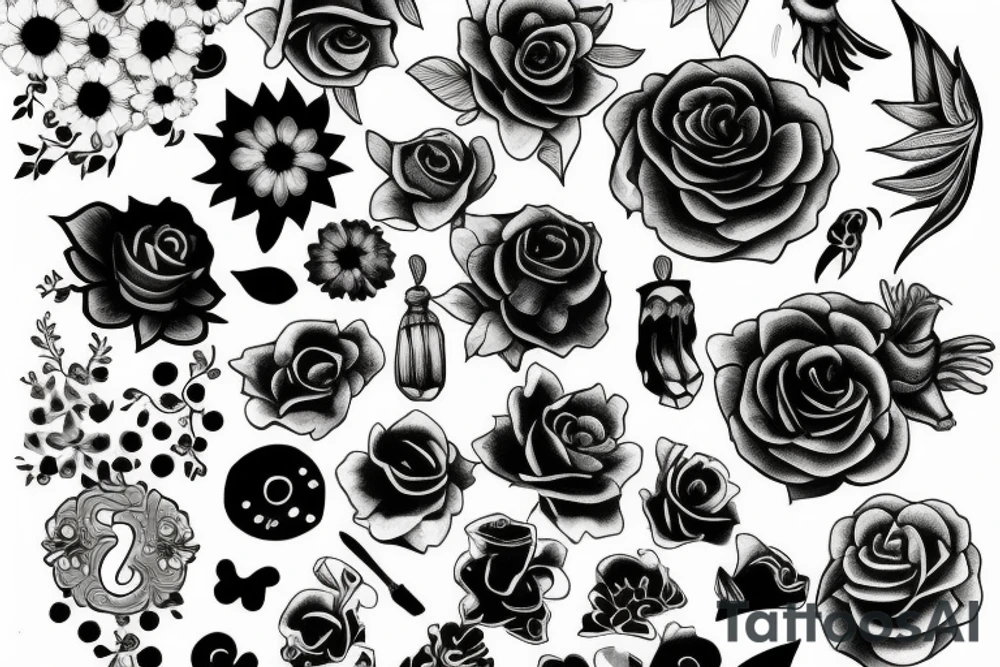number 3 with flower tattoo idea