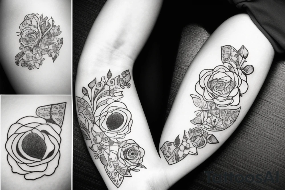number 3 with flower tattoo idea