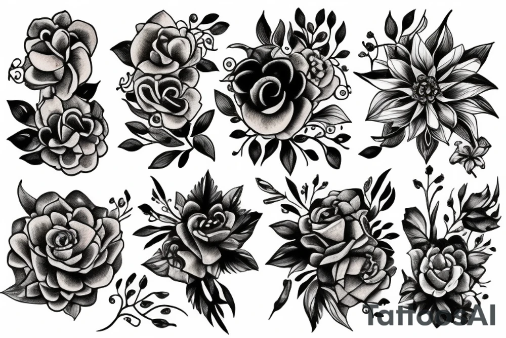 number 3 with flower tattoo idea