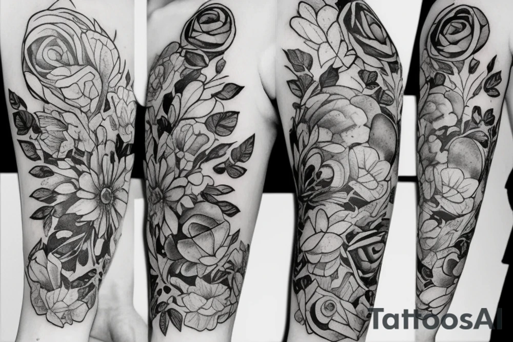 number 3 with flower tattoo idea
