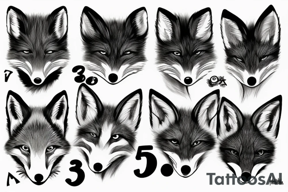 eyes of a fox with number 3 tattoo idea