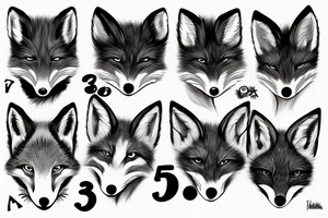 eyes of a fox with number 3 tattoo idea
