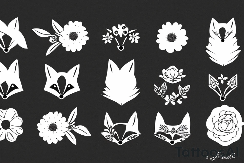fox with flower tattoo idea