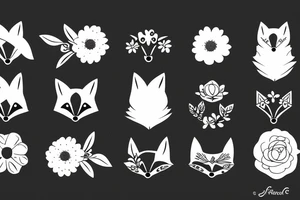 fox with flower tattoo idea