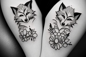 fox with flower 3 tattoo idea