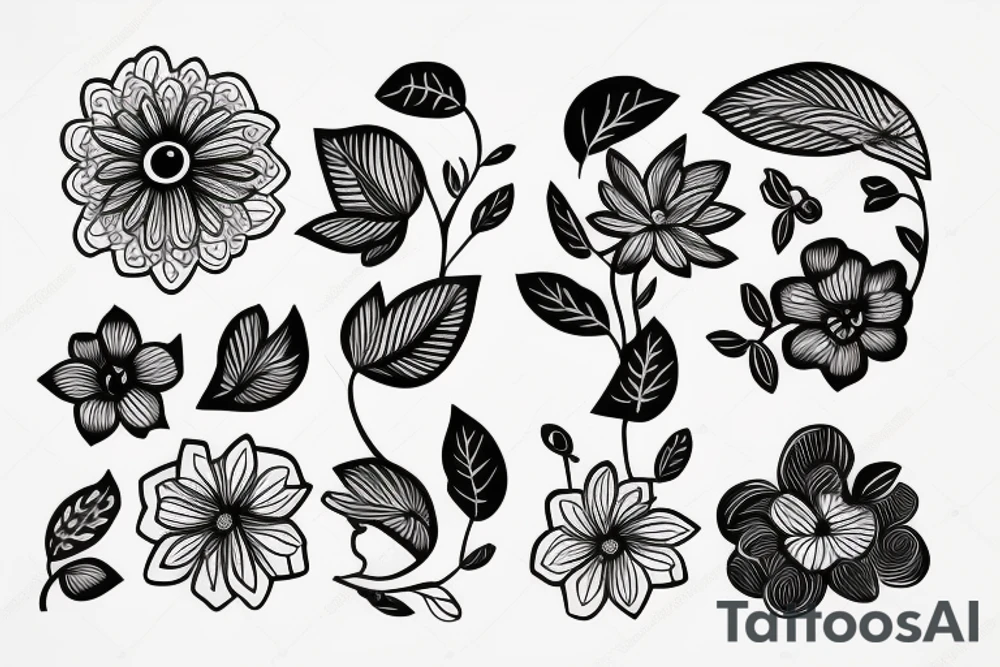 3 lines in a flower tattoo idea