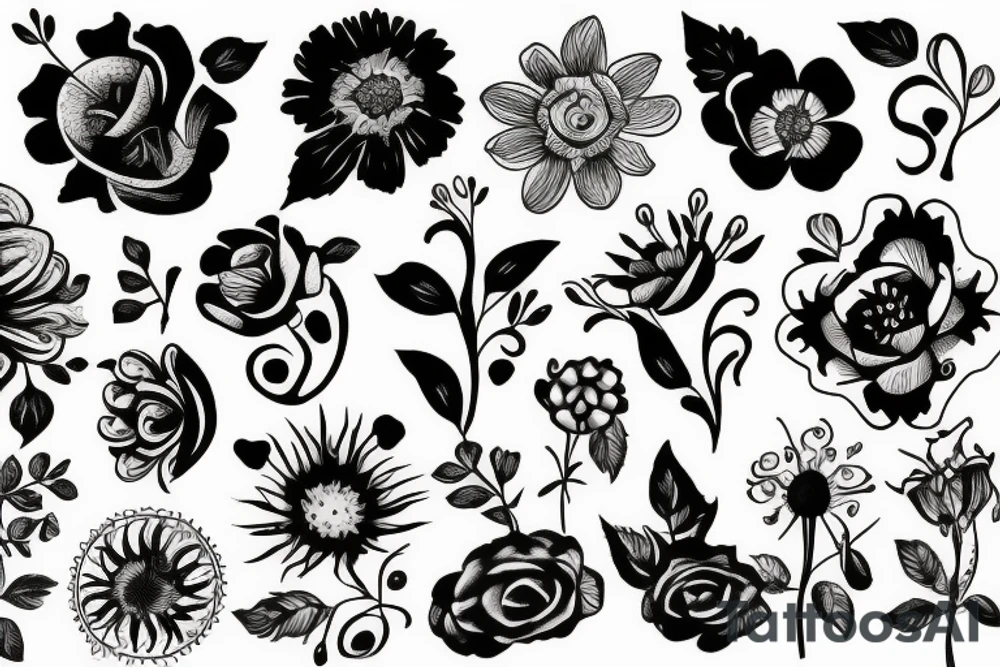 3 flower tattoo idea