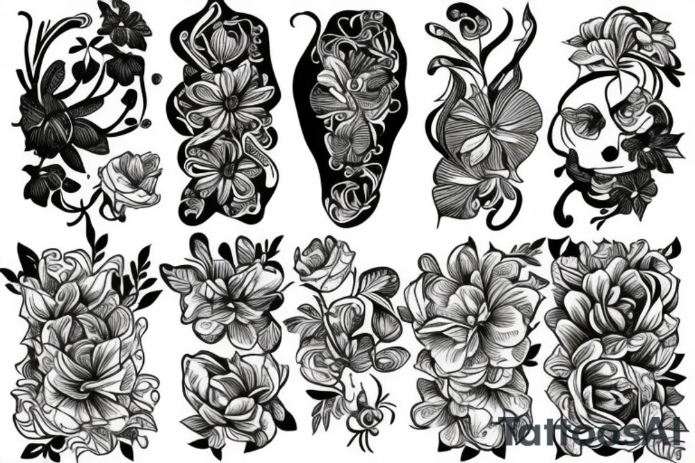 3 flower tattoo idea