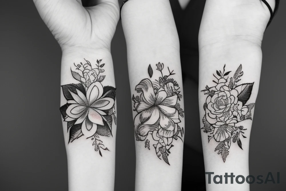 3 flower tattoo idea