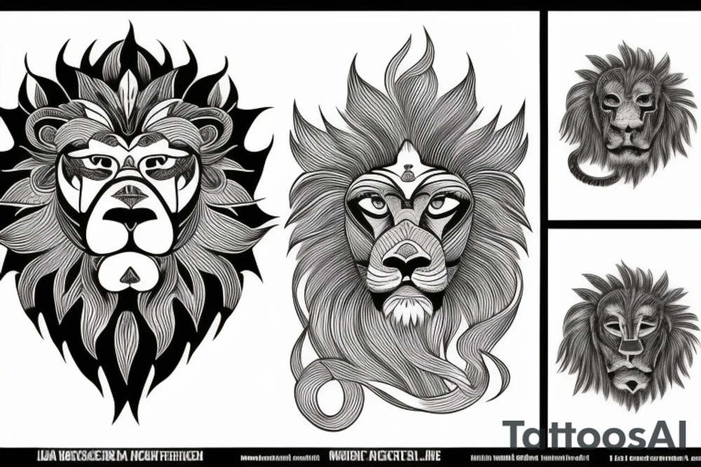 japanese style lion, horse, and monkey tattoo idea