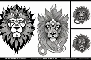 japanese style lion, horse, and monkey tattoo idea